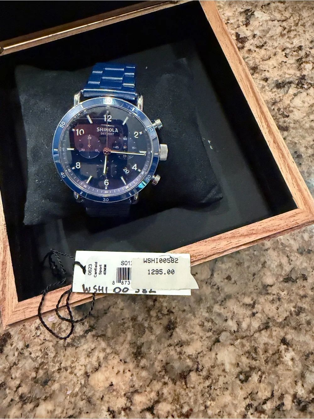 Shinola Blue Chronograph Stainless Steel Watch